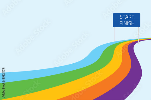 Start and finish line with colorful path