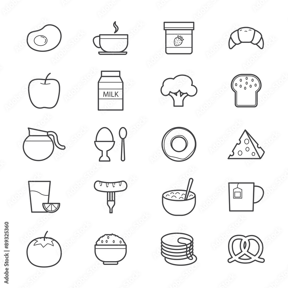 Breakfast Icons Line Breakfast Icons Line