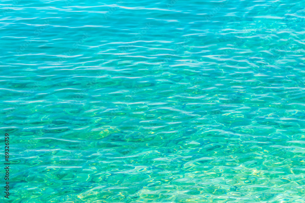 Crystal clear blue green sea or ocean