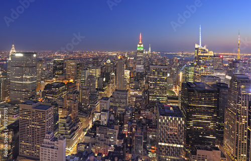 New York City skyline at dusk  NY  USA