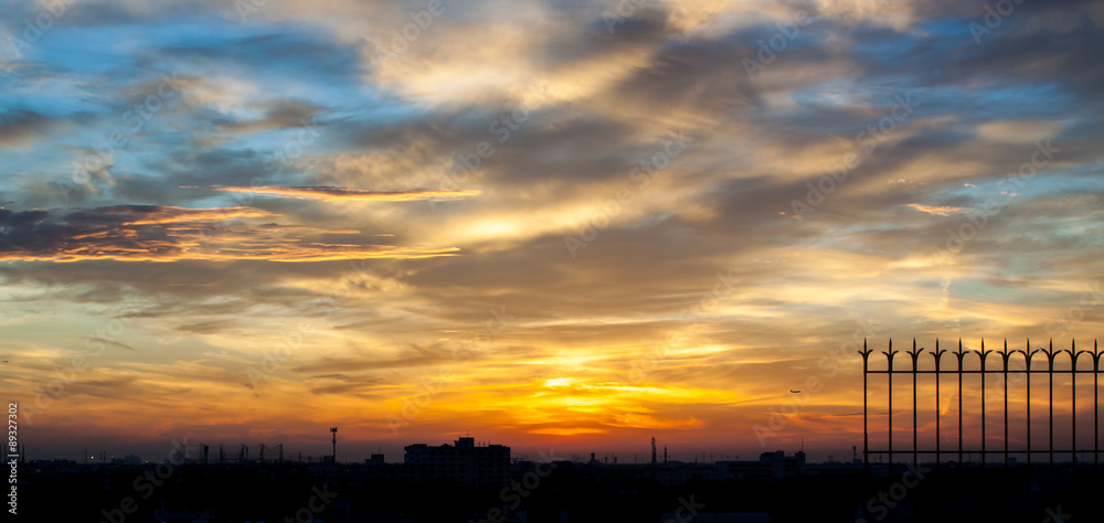 Fiery orange sunset sky. Beautiful sky. Fiery orange sunset sky. Beautiful sky.