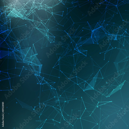 Abstract low poly blue bright technology vector background