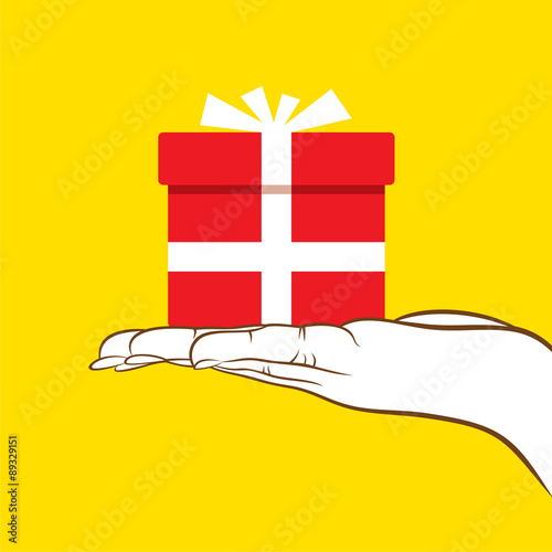 big gift giving or hold in hand design vector