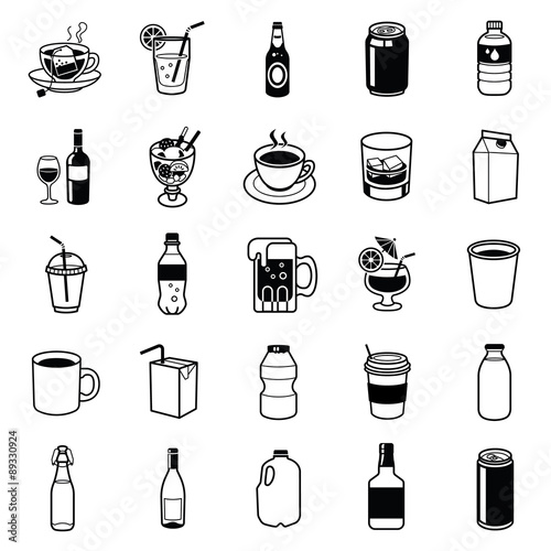 Drinks and Beverage container vector icons collection