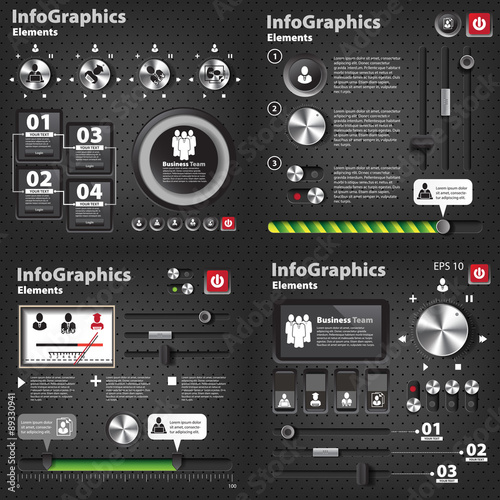 Set of infographics in UI style with switches