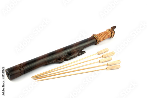 Short  Blowpipe and Darts Made by Dayak People of Borneo