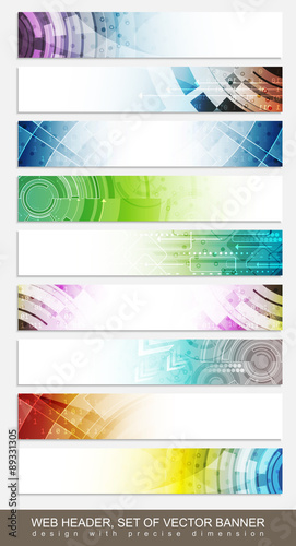 Website headers, banners with colorful abstract pattern - set. Vector illustration for your project or website presentation.