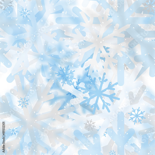 Abstract seamless pattern of snowflakes blurry