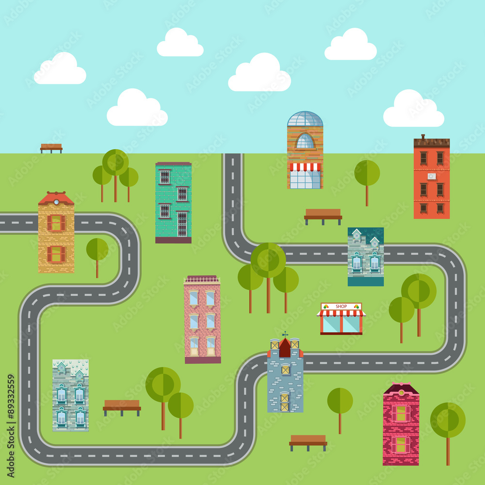 Urban landscape. Vector illustration of community.