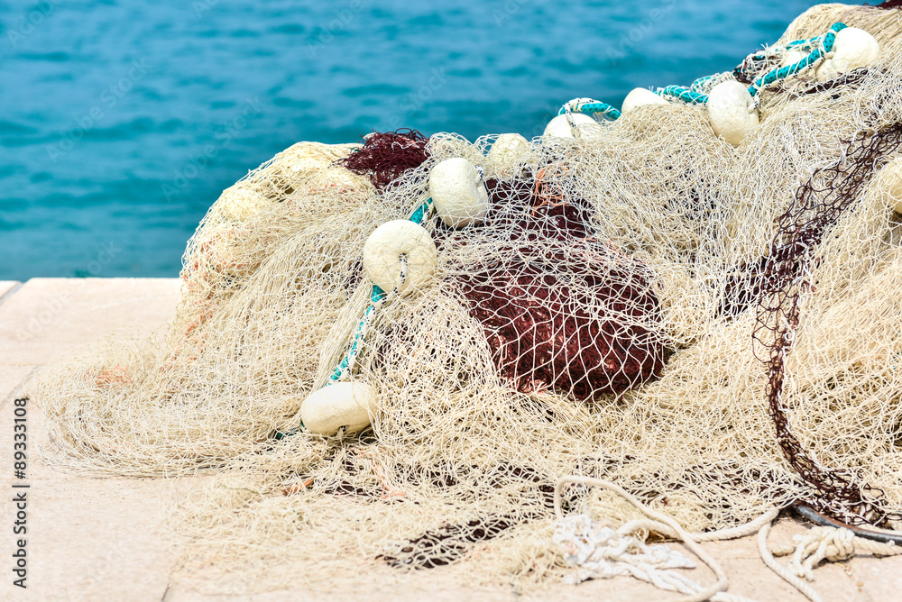 Obraz premium Stacked and piled fishing nets