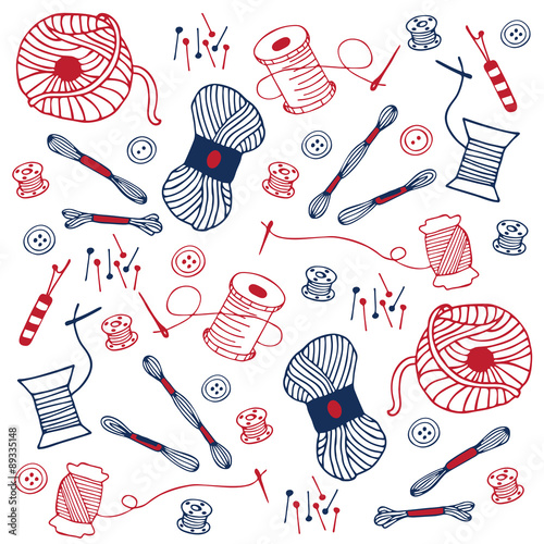 colorful sewing doodle hand drawn
