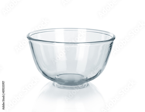 Empty glass bowl on white background