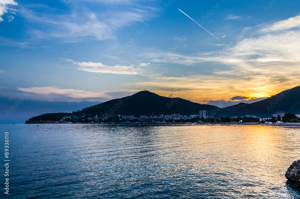 Sunset view on Budva