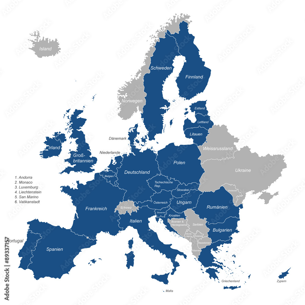 Naklejka premium Mitgliedsstaaten Europäischen Union 2015 (beschriftet) - Vektor