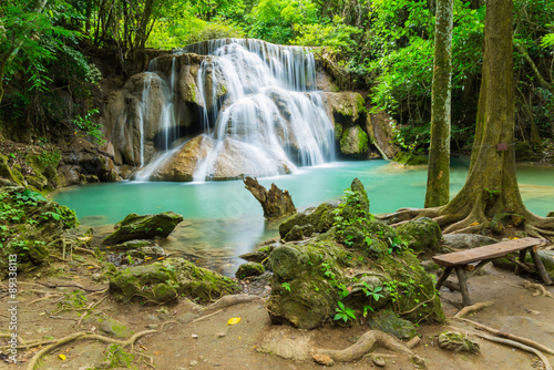 Huai Mae Khamin waterfall in Kanchanaburi province  Thailand.