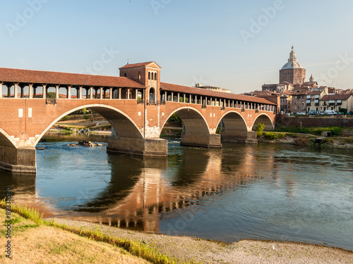 Skyline of Pavia, with "Ponte Coperto" over the river Ticino