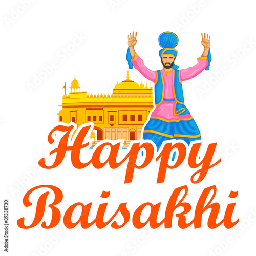 Sikh doing Bhangra, folk dance of Punjab, India for Happy