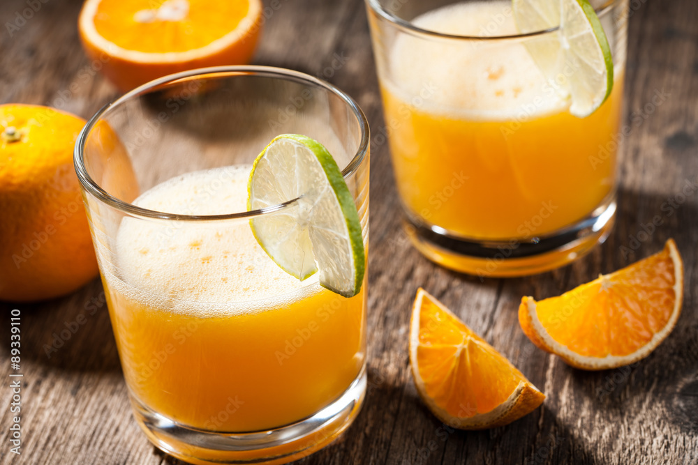 Fototapeta premium Orange juice and oranges