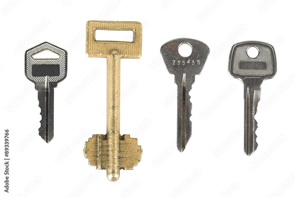 set of different door keys isolated on white set of different door keys isolated on white