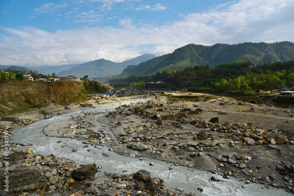 view of river with limestone in Pokhara, Nepal view of river with limestone in Pokhara, Nepal