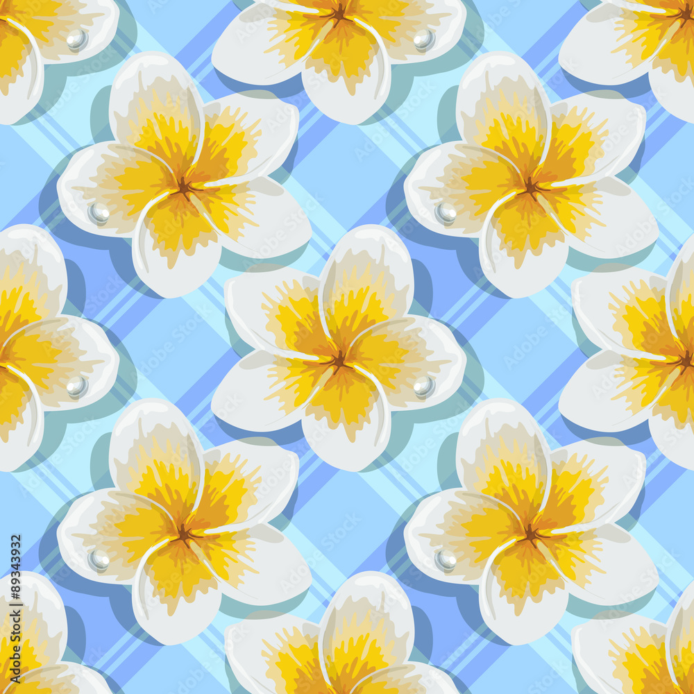 Fototapeta premium Seamless background tropical flowers plumeria