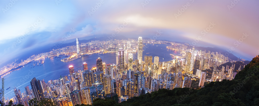 Obraz premium Hong Kong nocą