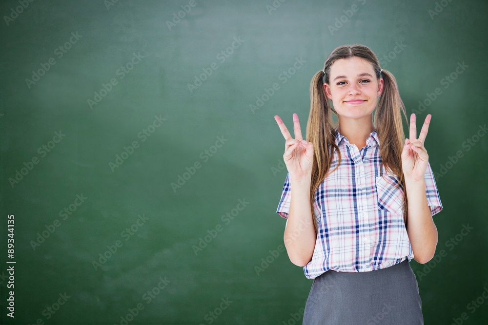 Composite image of geeky hipster smiling at camera Composite image of geeky hipster smiling at camera