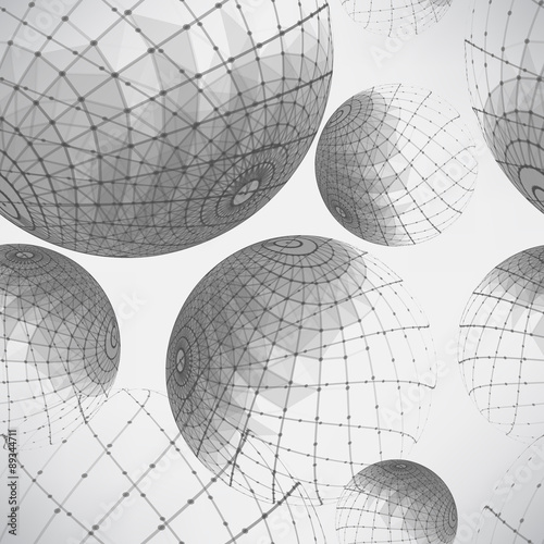 Seamless black and white pattern of abstract textile mesh balls