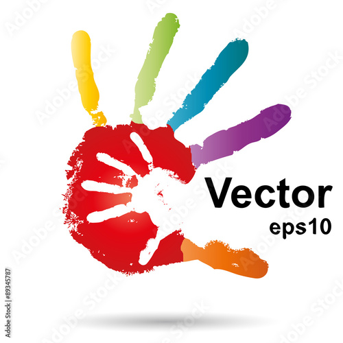 Vector conceptual mother and child hand print isolated