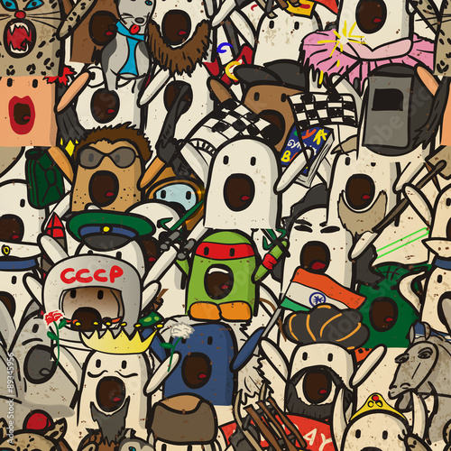 Textile seamless pattern of internet memes Nichosi