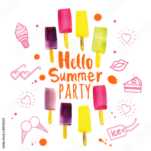 Vector illustration with ice cream on a stick.