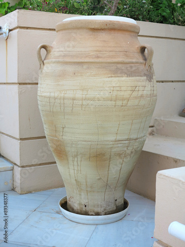 Ancient clay Minoan amphora in Crete, Greece