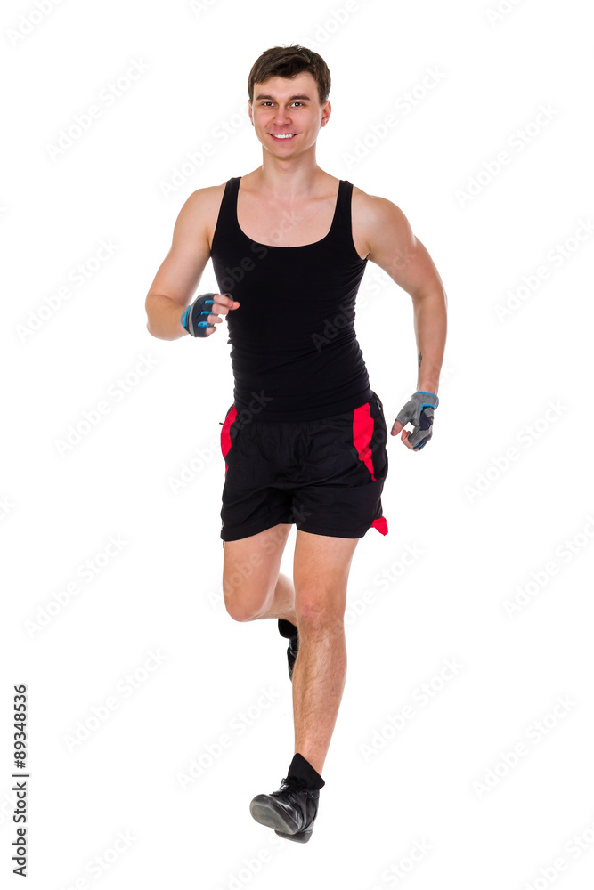 attractive fitness man in sportswear isolated on white attractive fitness man in sportswear isolated on white