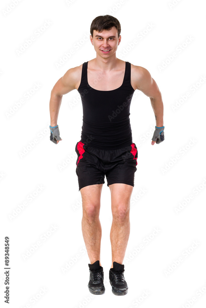 attractive fitness man in sportswear isolated on white attractive fitness man in sportswear isolated on white