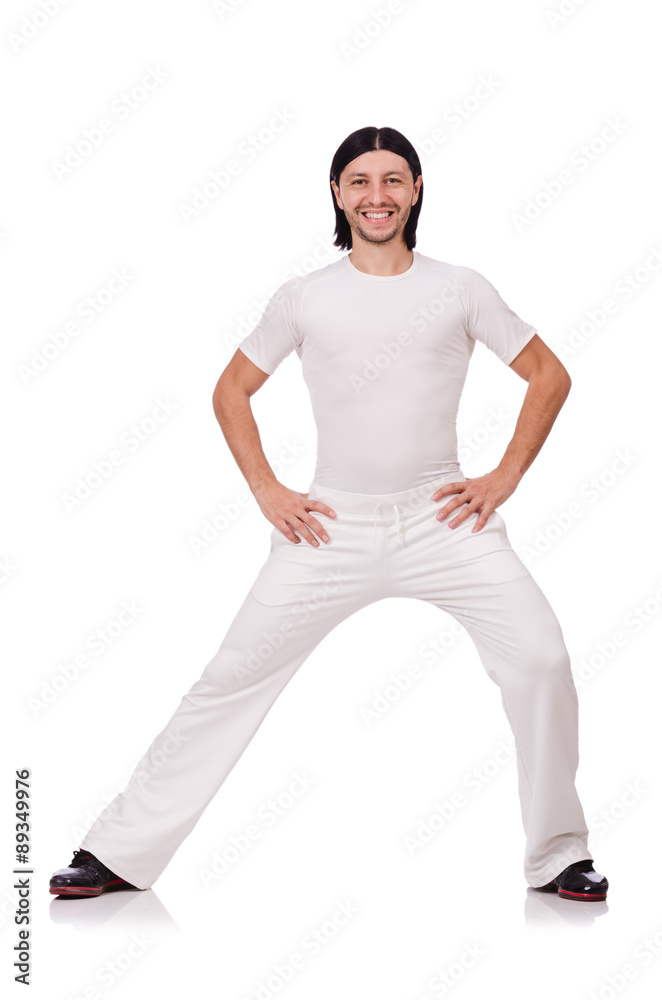 A man in white sportswear isolated on white A man in white sportswear isolated on white