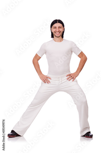 A man in white sportswear isolated on white photo