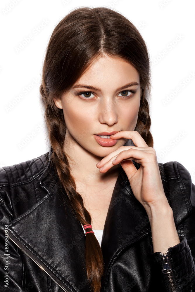 Hair Braid. Woman with Healthy Long Brown Hair Hair Braid. Woman with Healthy Long Brown Hair