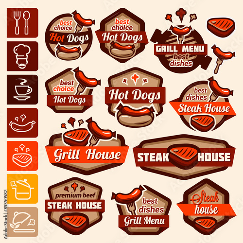 big grill logos set