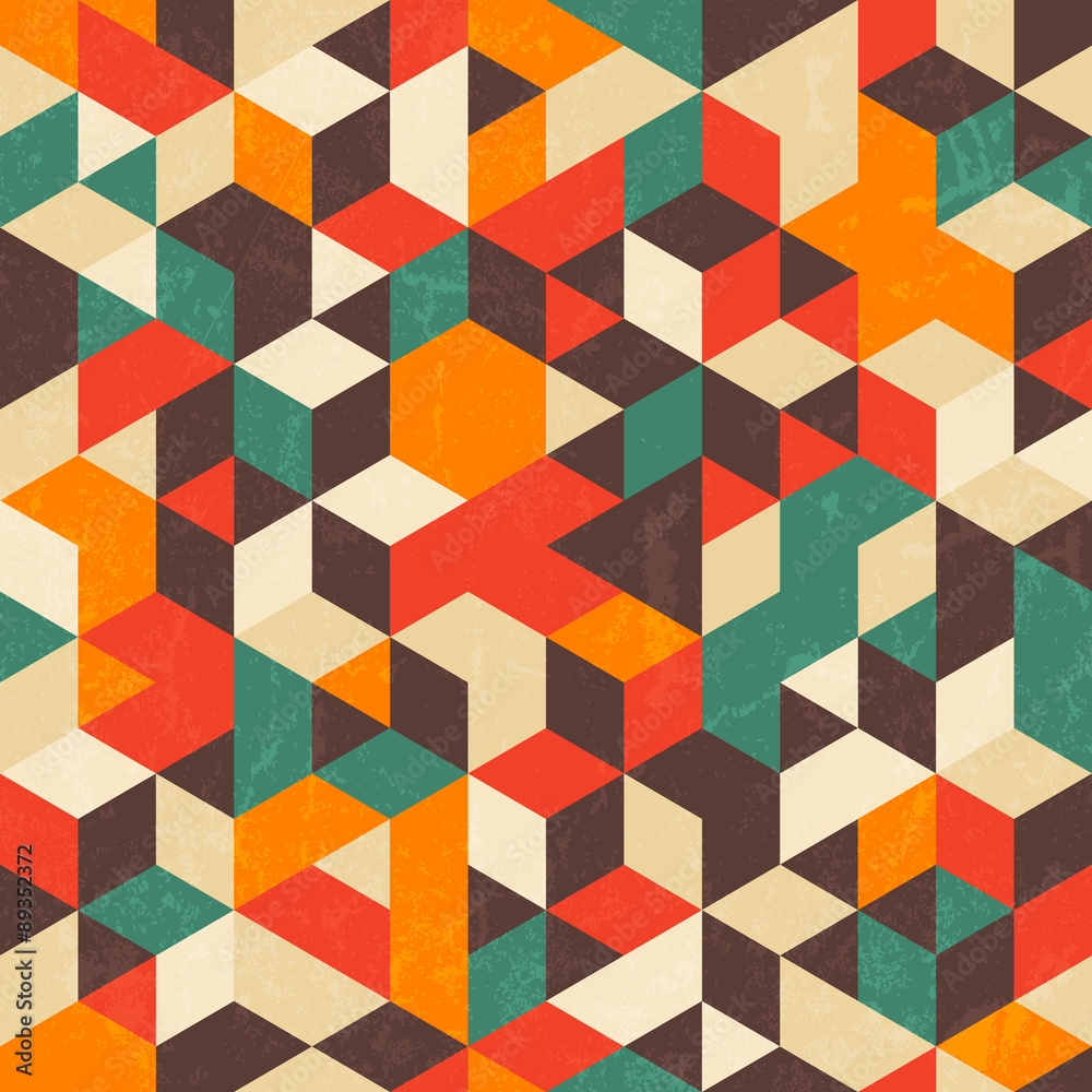 Retro geometric pattern with grunge texture. Seamless abstract background. Retro geometric pattern with grunge texture. Seamless abstract background.