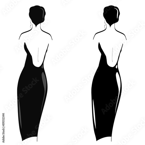 silhouettes of women in evening dresses vector1 photo