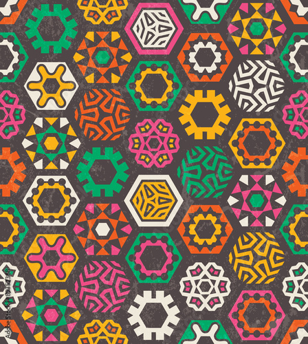 Colorful pattern with funny hexagons