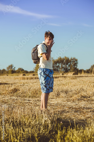 man cries lost in the field