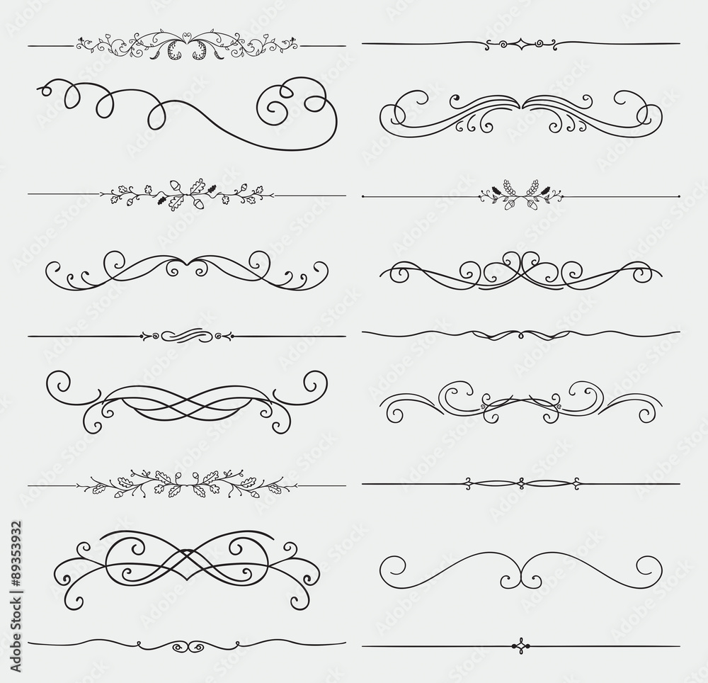 Vector Black Doodle Hand Drawn Swirls Collection
