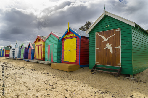Colourful bathing houses at Dendy Street Beach, Brighton in Melbourne © sunflowerey