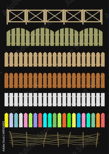Fence. Set of different vector original fences.