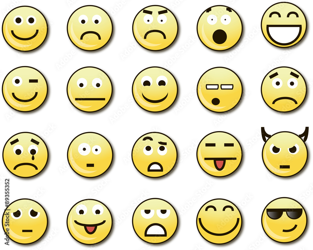 Fototapeta premium смайлы желтые объемные с глазами
