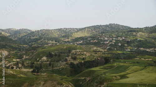 Photo of landscape in Jordan in the winter - the hills and houses