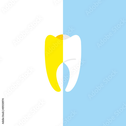 Vector illustration for bleaching teeth. Half white, half tooth