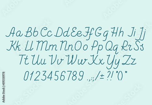 Hand drawin alphabet handwritting abc vector font. Italic type