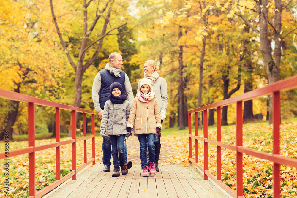 happy family in autumn park